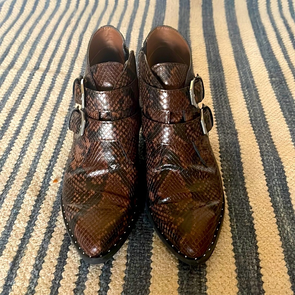 Snake print buckle bootie from treasure & bond. Size 7